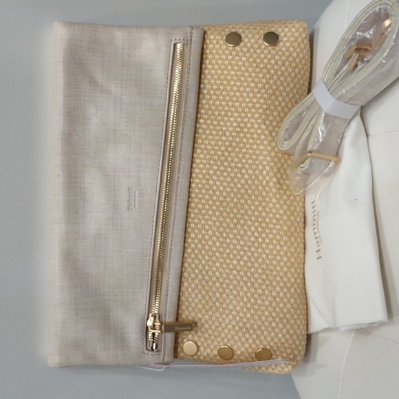 HAMMITT VIP Large Crossbody Clutch ricotta rapha tan beige Gold Hardware purse